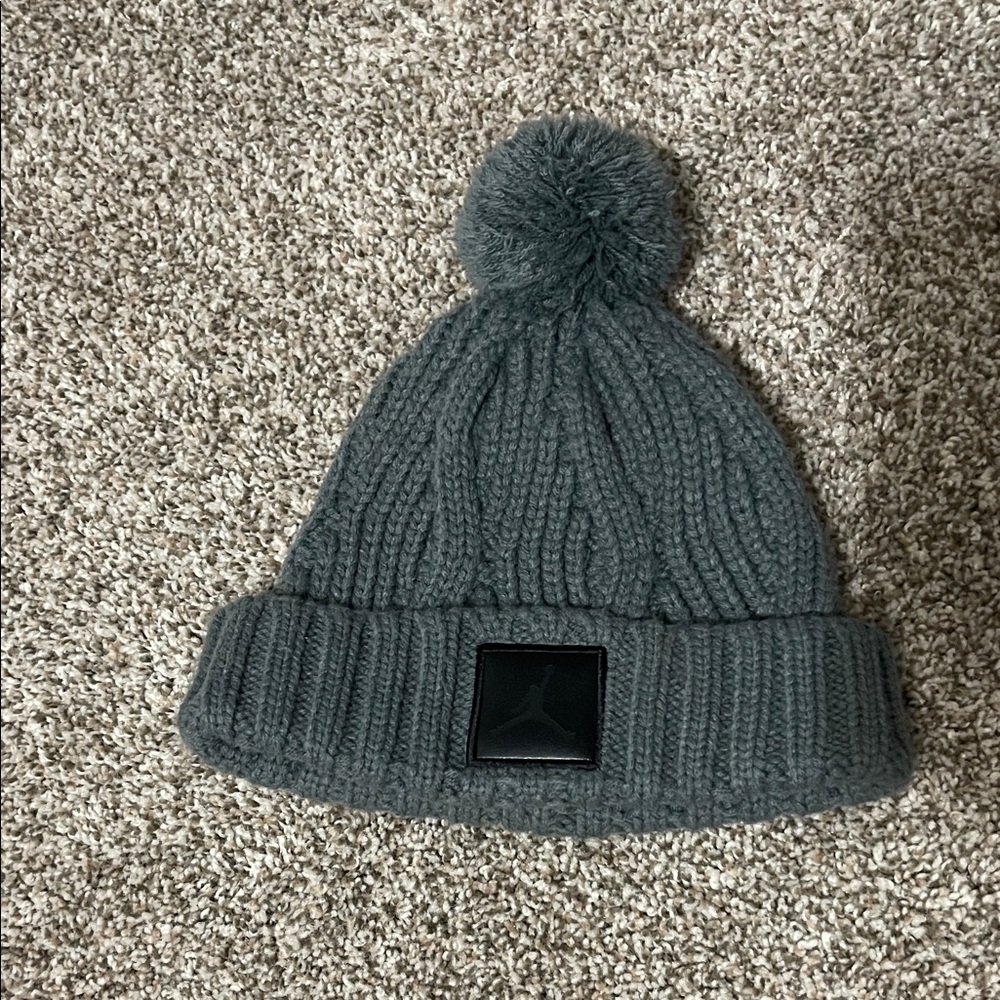 Jordan Gray Knit Beanie with Pom